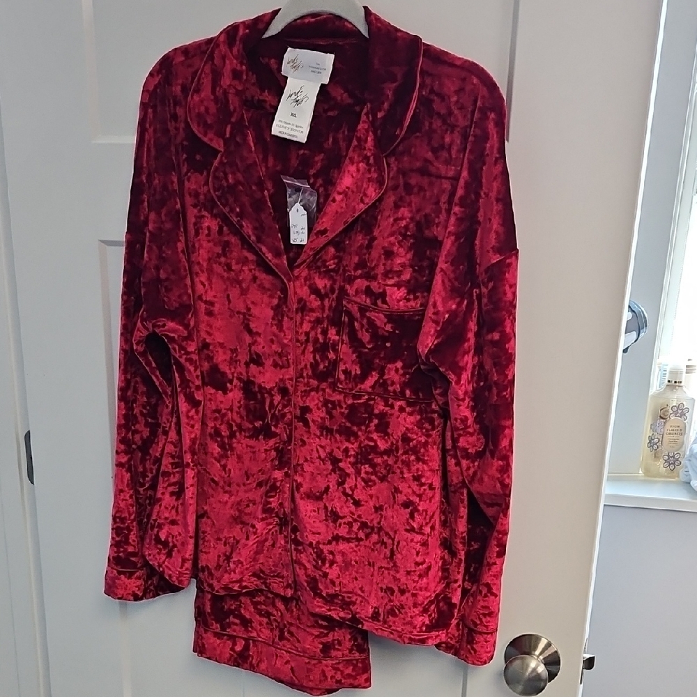 Lord & Taylor Red Velvet Pajama Set